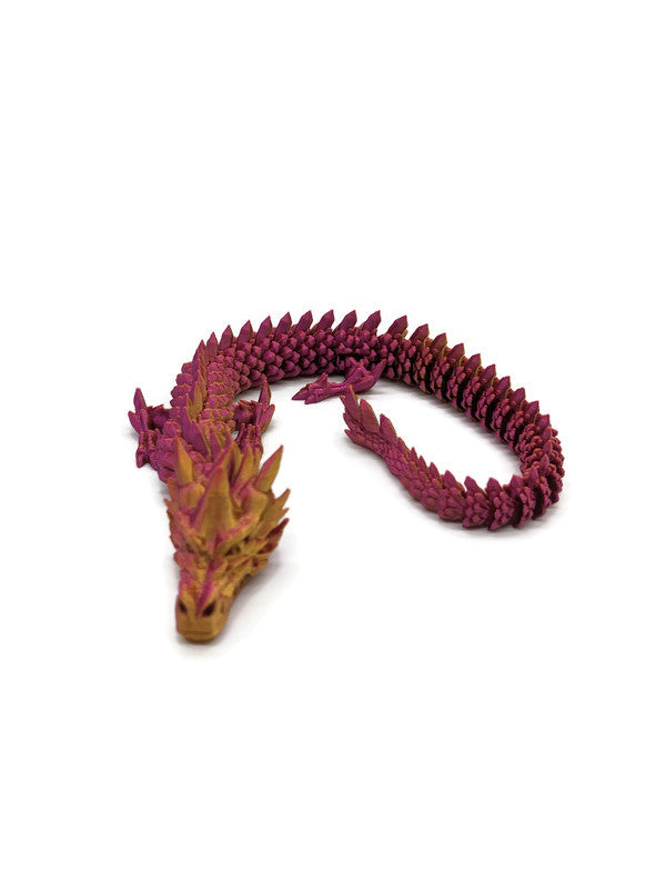 Flexi-Drache „Rosenglanz – Wächterin der Morgenlicht-Auen“ – gefertigt im 3D-Druck